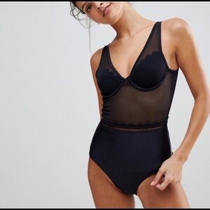 NWT Ted Baker London Kesia Scallop Mesh Swimsuit